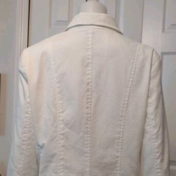 Jaclyn Smith White Line Cotton Spandex Stretch Button Down Long Sleeve Jacket 16 - Picture 5 of 5